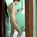 First pic of Hot mature gal in black hose burning with desire looking at stud in shower