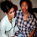 First pic of Long haired big tit ebony teen bounces up and down a black cock