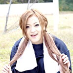 Second pic of Long haired An Umemiya poses outdoor on field