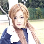 Fourth pic of Long haired An Umemiya poses outdoor on field