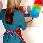 First pic of Mature maid gets her household chores interrupted for steamy pantyhose sex