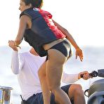 Third pic of Salma Hayek in black bikini on a beach