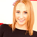 First pic of Rachel May Buxom British Blonde in Solid Blue Pantyhose