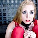 First pic of SexPreviews - Delirious Hunter in red pantyhose is bound her ass spanked red
