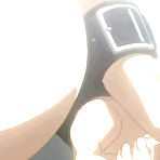 First pic of Bondanime.com present this movie : Chained hentai with a muzzle gets fingering her wet pussy in dungeon