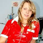 First pic of Hot sexy nurse Candie opens her pussy wide with speculum