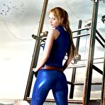 Fourth pic of Cosplay Lana in her blue outfit ready to kick some ass.