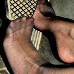 Fourth pic of Sexy mature feet in pantyhose and high heels pumping pedals at Pantyhose Angel