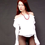 Third pic of Pantyhose and footfetish: Shy teen shows her sexy feet in black pantyhose