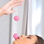 Fourth pic of Hottest brunette chippy Lia Taylor is playing te sex bead over perfectly shaved beaver