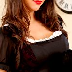 Fourth pic of Amazingly sexy chick in french maid uniform and dark stockings with high heels  (Maria Smith)