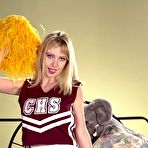 First pic of Blonde Cheerleader Striptease