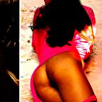 Third pic of Laura Gemser topless and fully nude, shows her hairy bush