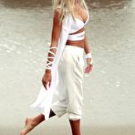 Third pic of Pia Mia Perez in white bikini on a beach