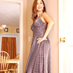 First pic of Adrianna strips down out of this dress she borrowed from Dawn to show off in the hallway wearing sheer to the waist suntan brought by Dawn Desire