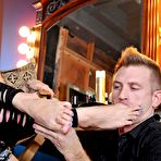 Fourth pic of Skillful legs and feet of gorgeous Blondie Boom are worshipping the pecker