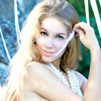 First pic of Blonde teenager Erica B is wearing nothing but pearl necklace of her barely legal age body