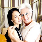 First pic of Naughty old and young lesbian couple making out on the bed