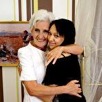 Second pic of Naughty old and young lesbian couple making out on the bed