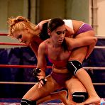Fourth pic of Slutty gals Barbie Black and Becky Stevens are on the ring competing in who is the best masturbator