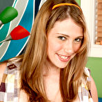 Fourth pic of Playful bimbo Aubrey Leigh is willingly demonstrating dark nipples on soft boobs