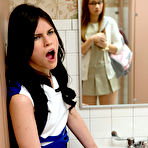 Third pic of Cute cheerleaders Ava Sparxxx and Heather Night seduce one man for hard group fuck