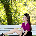 Second pic of Sultry brunette Serena Wood is teasing with her erotic upskirtng in the street