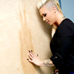 Second pic of Slutty chick CJ Summers wears stockings and has fun with a big hardcore dong