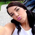 Second pic of Frisky tan lined Haley Hollster is moaning from the breath taking outdoor fuck