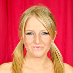 First pic of Pigtailed blonde Ziggy takes off her yellow shorts and pink thong before she gets her pussy poked