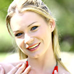 First pic of Cute Brooke Cherry takes the red bikini off to tease guys naked outdoor