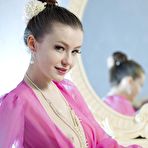 First pic of Enchanting full titted brunette Emily Bloom poses in chic pink gown and panty