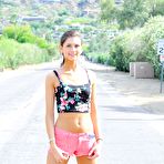 Second pic of Sweet teen brunette Presley Dawson frolics around the house and the pool in swimsuit