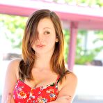 Second pic of Cute brunette teen Victoria Voss gives a delicious outdoor striptease and shows off her perky body
