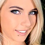 First pic of Kinky blonde teen Chloe Toy dildo fucking pussy through the hole in fishnet pantyhose