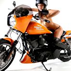 First pic of Clover is a tender girl but she can quickly transform into a sexy biker! We would love to meet her on the street, driving her bike naked!