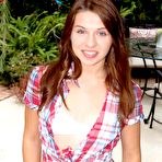 First pic of Smooth and sexy brunette Ariana Grand is hotly undressing and demonstrating her boobs and butt at backyard