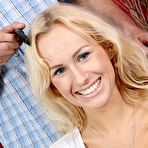 First pic of The big titted babe Welli Angel is staying on her knees deepthroating the rod that is about to cum