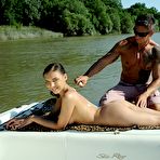 Second pic of Beautiful naked babe Alina Henessy is in the open air getting the mouth and pussy fucked