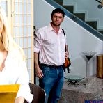 Second pic of Naughty blonde chick Ashley Fires taking dick from every side and enjoying loads of cum on face