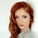 First pic of Ginger young chick Red Fox taking off her t-shirt and showing truly hot boobs and then sliding off shorts