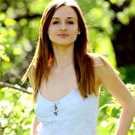 First pic of Adorable wood nymph Vittoria Amada removes all of her clothes and poses naked for softcore pics