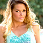 First pic of Abby Cross Natural Blonde Babe Strips by the Pool