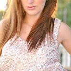 First pic of Naughty bimbo Sophia Smith is taking off lingerie to flash nude treasures outdoor