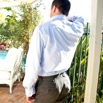 First pic of Hot Kaylee Evans enjoys in seducing a man outdoor on the terrace and getting nailed