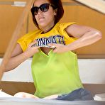 First pic of Caroline Flack wearing a see-through top in Miami