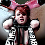 Fourth pic of SexPreviews - Violet Monroe kinky redhead is bound between bars and pussy exposed