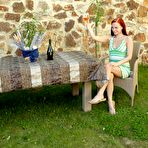 First pic of Lola Myluv and Leila Smith are outdoor naked and pierced by one double sided dildo