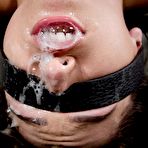 Fourth pic of SexPreviews - Sara Luvv is rope bound to a bed and roughly fucked in mouth and pussy