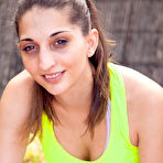 First pic of Tan amateur cutie Alba teasing with exercise band at PinkWorld Blog